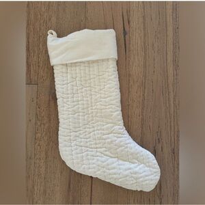 Pottery Barn Quilted velvet ivory Stocking